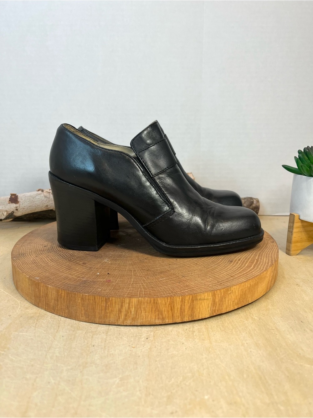 Vintage MIA Black Leather Square Toe Ankle Boots | Made in Brazil | Size 8.5